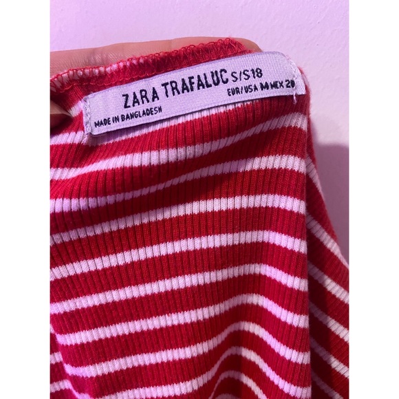 Zara Red White Striped Crop Top - Picture 2 of 5